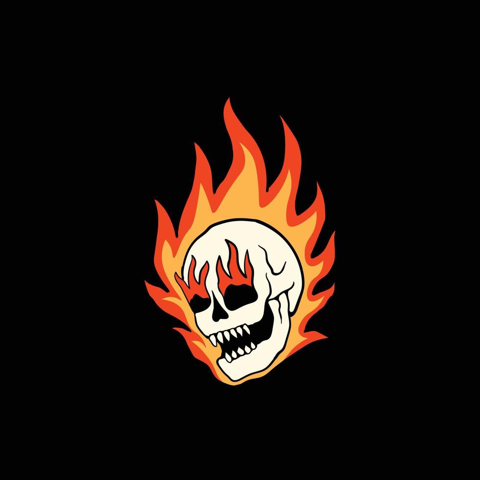 dödskalle eld illustration tryck på tröjor tröjor och souvenirer vektor premium vektor