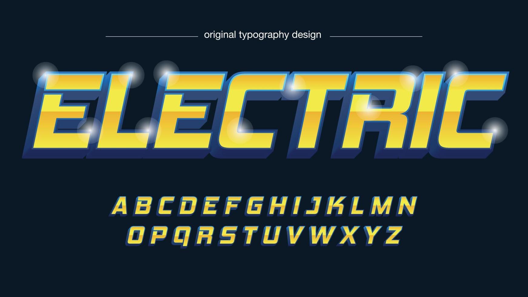 Gelbe und blaue 3d kursive futuristische Gaming-Schriftart vektor