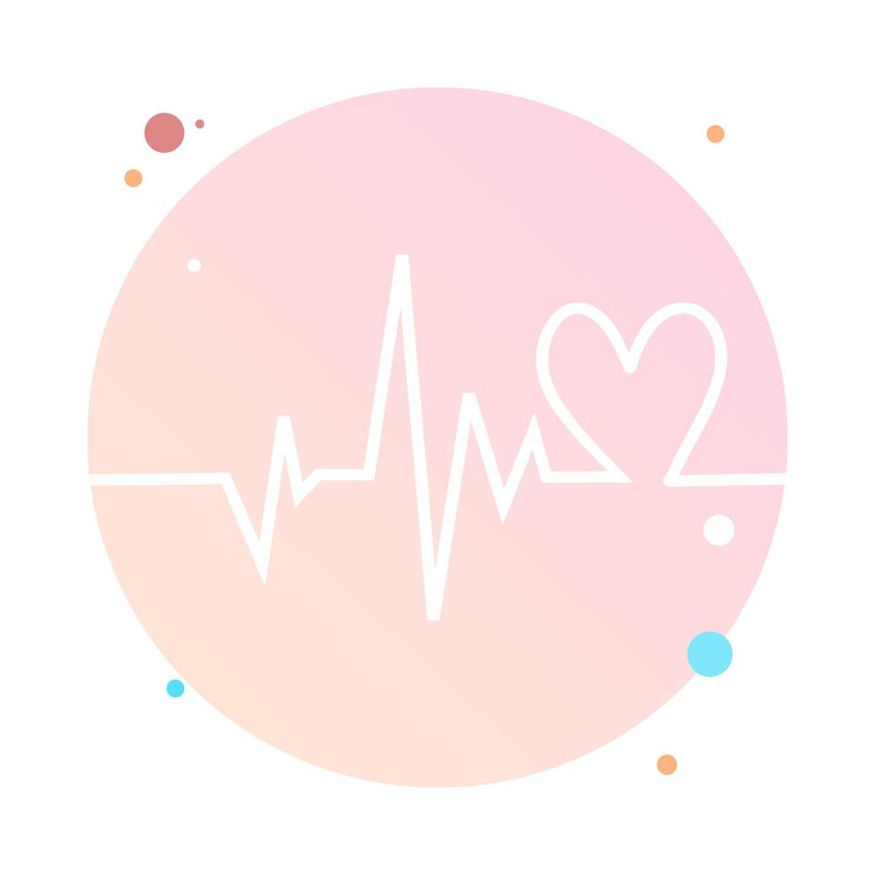 hjärtslag i cirkel ikon. hjärtpuls i rund formad ikon. vacker sjukvård och medicinsk. modern enkel designikon, skylt eller logotyp. slå puls ikon. hjärtsjukvård kardiologi. världshjärtans dag. vektor