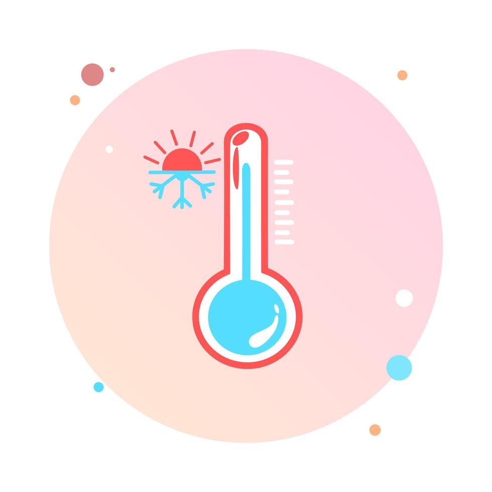 Celsius- oder Fahrenheit-Meteorologie-Thermometer, die Hitze- oder Kältevektorillustration messen. Thermometerausrüstung, die heißes oder kaltes Wetter anzeigt. Medizinthermometer im flachen Stil. Thermometer-Symbol-Logo. vektor