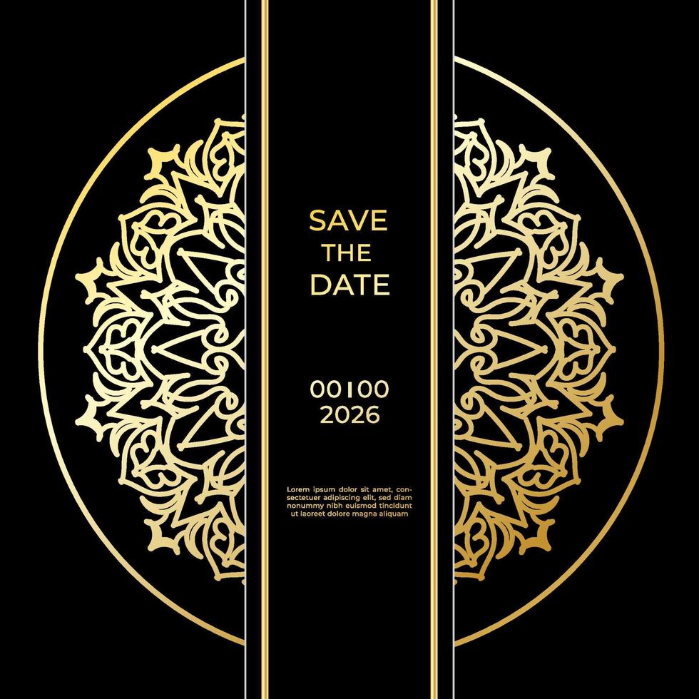 save the date inbjudningskortdesign i hennatatueringsstil. dekorativ mandala för tryck, affisch, omslag, broschyr, flygblad, banderoll. vektor