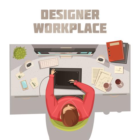 Designer Workplace Cartoon-Konzept vektor