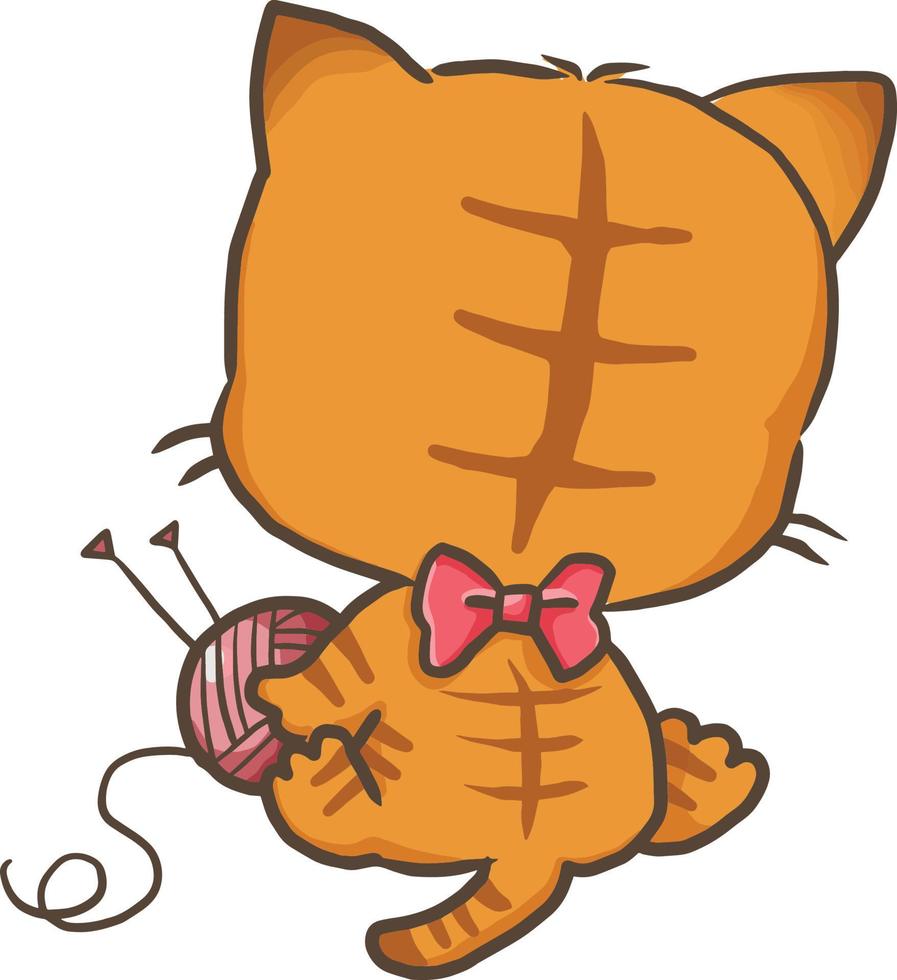 orange katze sturmhaube vektor cartoon clipart anime süße charakterzeichnung kawaii