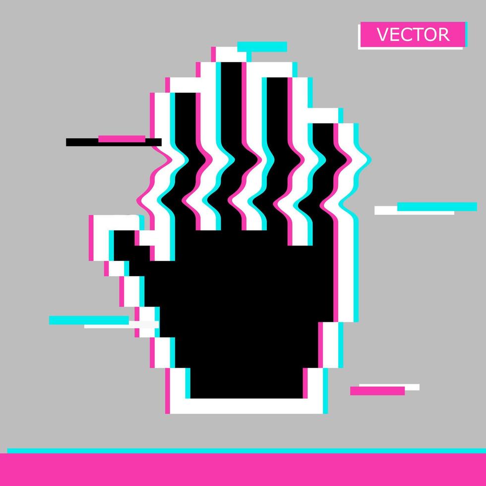 Schwarzes Pixel Maus Handcursor Symbol Zeichen Flat Style Design Vector Illustration