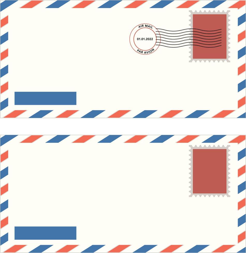 Umschlag mit Briefmarke auf weißem Hintergrund vektor