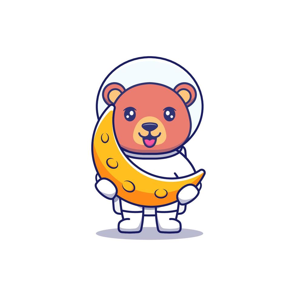 süßer Bär im Astronautenanzug mit Mond vektor