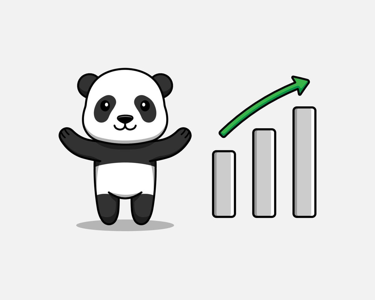 süßer Panda mit Graph-Up-Zeichen vektor