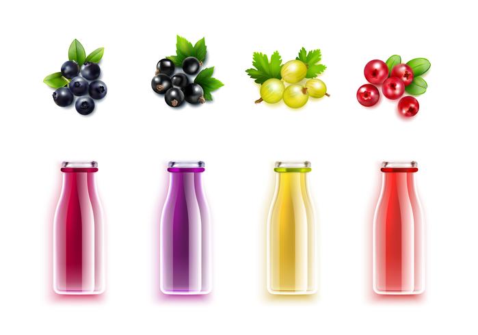 berry juice realistisk uppsättning vektor