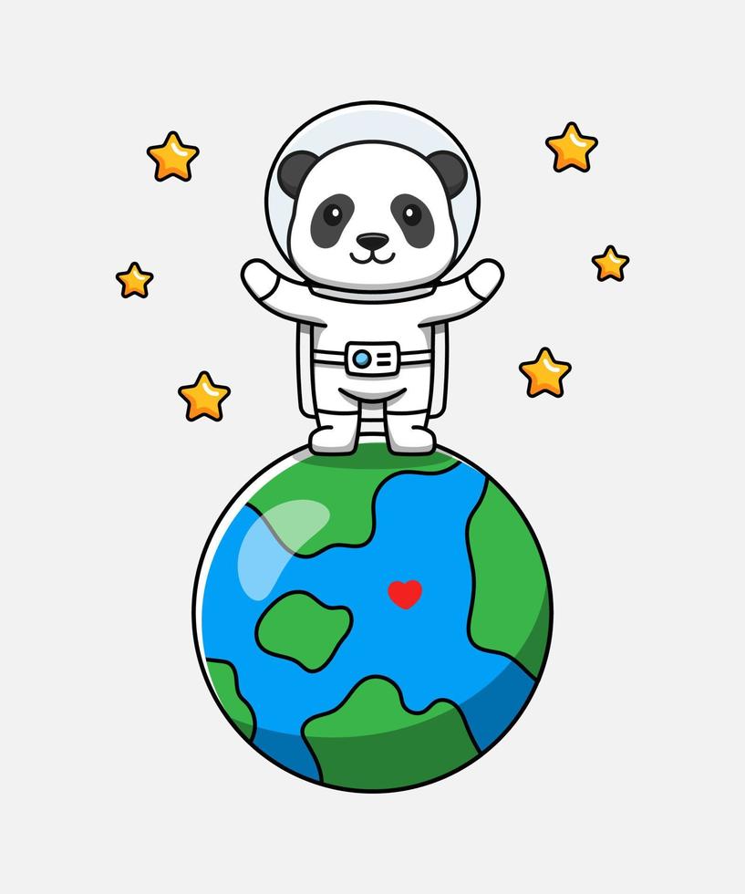 söt panda klädd i astronautdräkt vektor