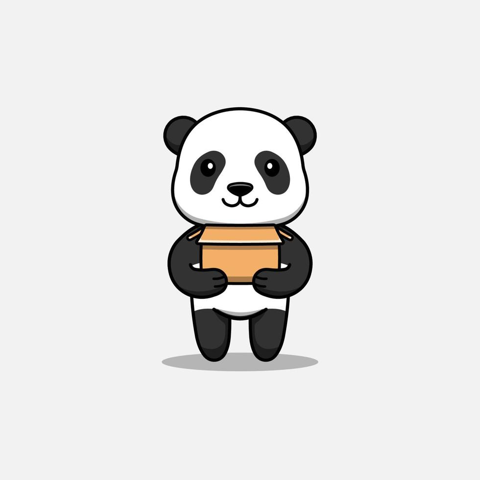 söt panda som bär en kartong vektor