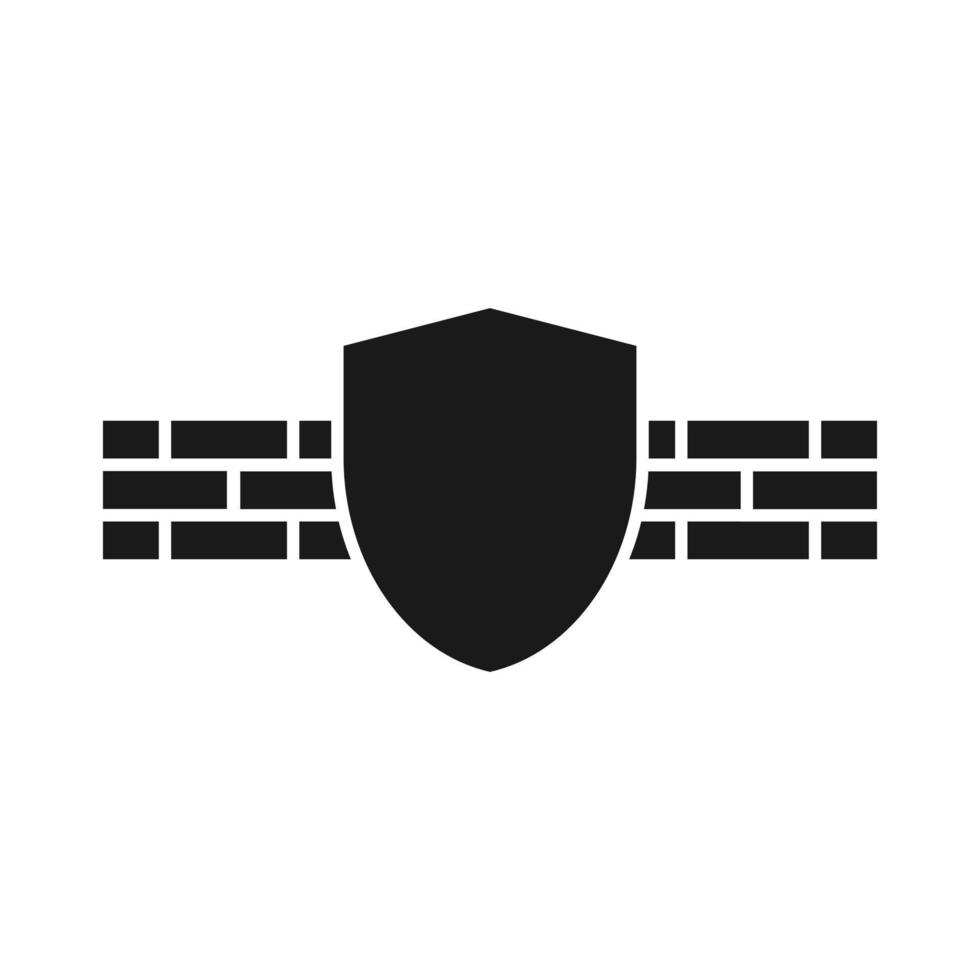 Firewall flaches Design schwarzes Symbol Symbol vektor