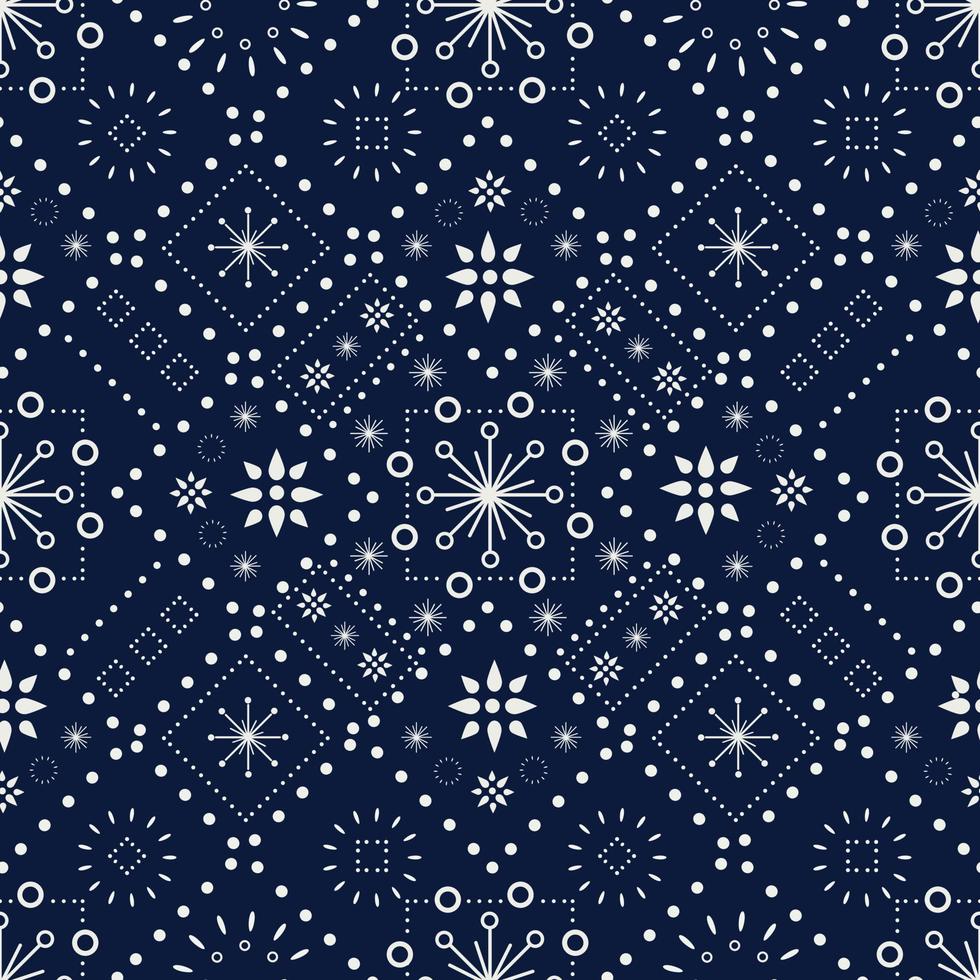 nahtloses Vektormuster von abstrakten Ornamenten auf blauem Hintergrund für Weihnachtsfeiern vektor