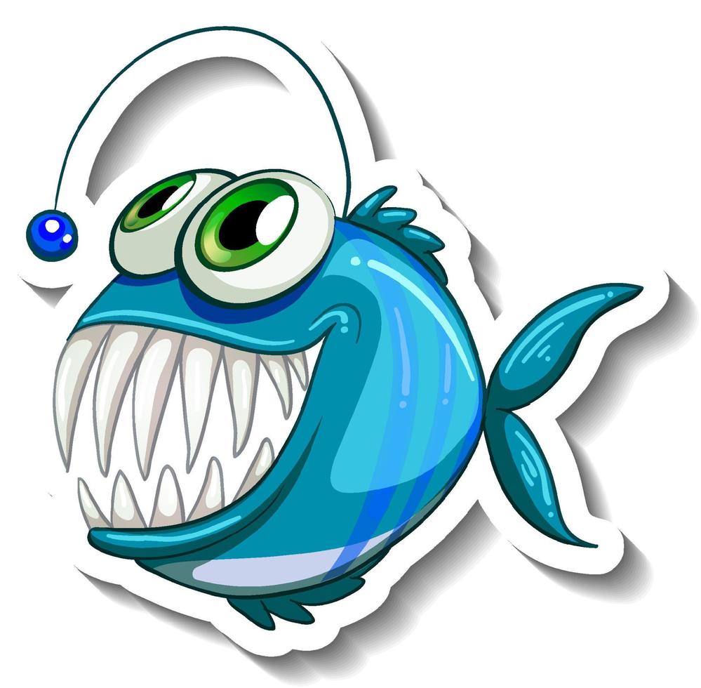anglerfish fisk tecknad klistermärke vektor