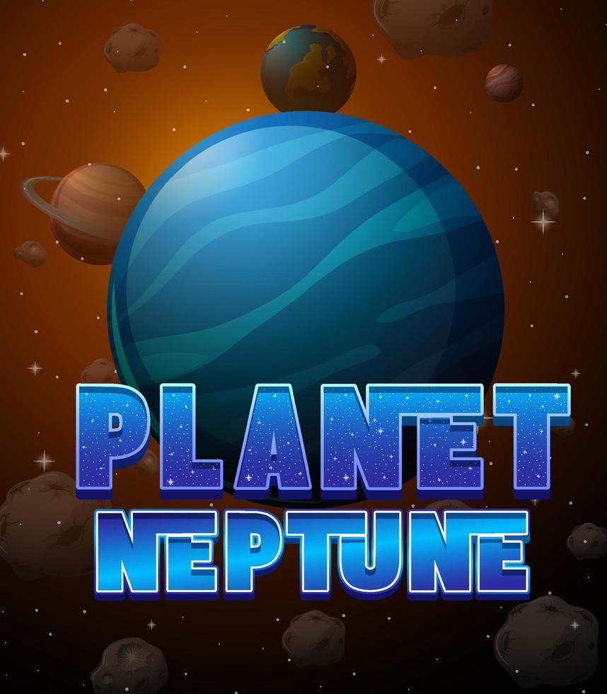 planet neptunus word logotyp affisch vektor