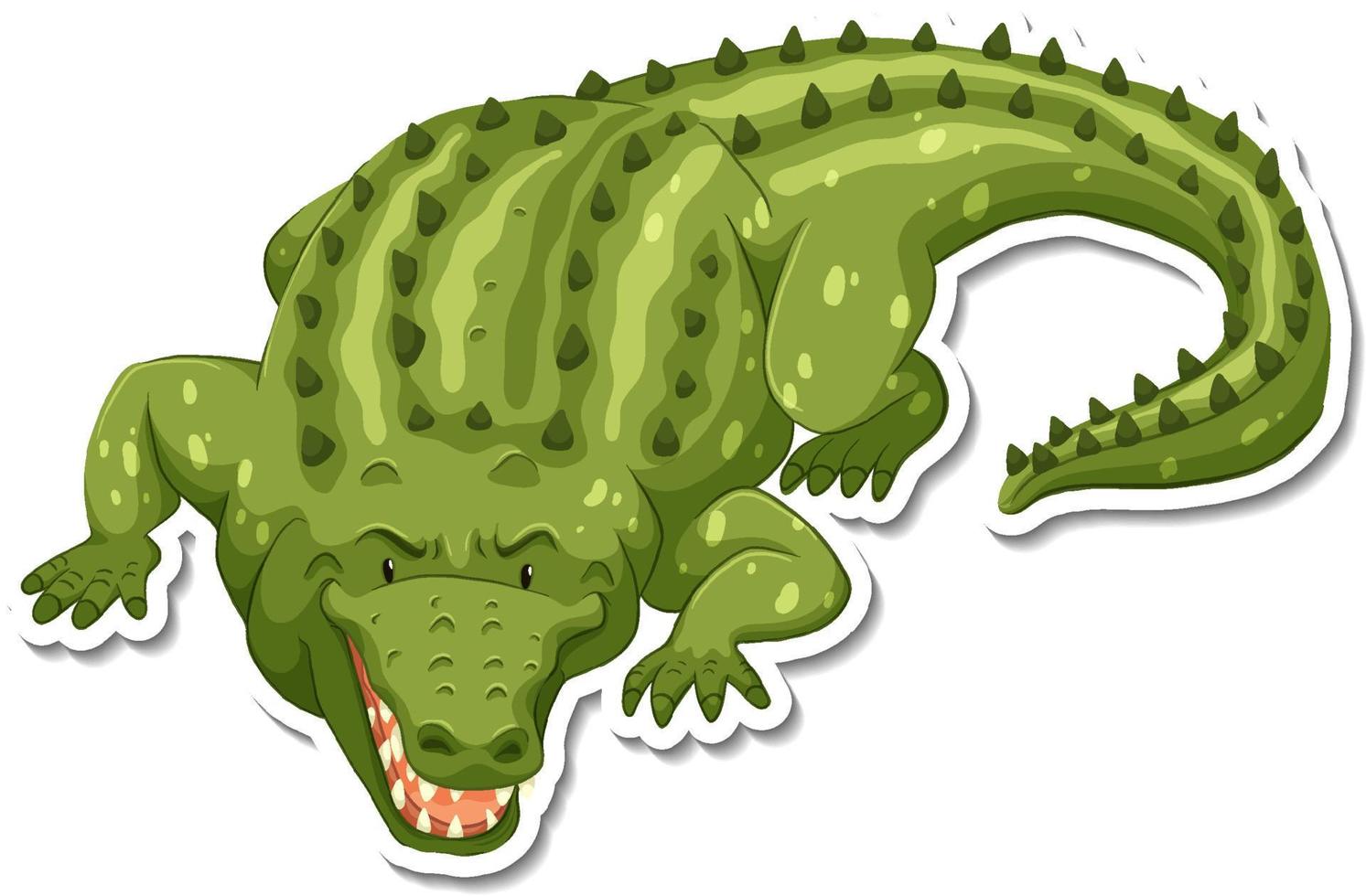eine Aufklebervorlage von Krokodil-Cartoon-Figur vektor