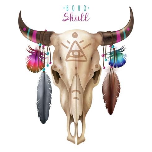 Boho Cow Skull vektor