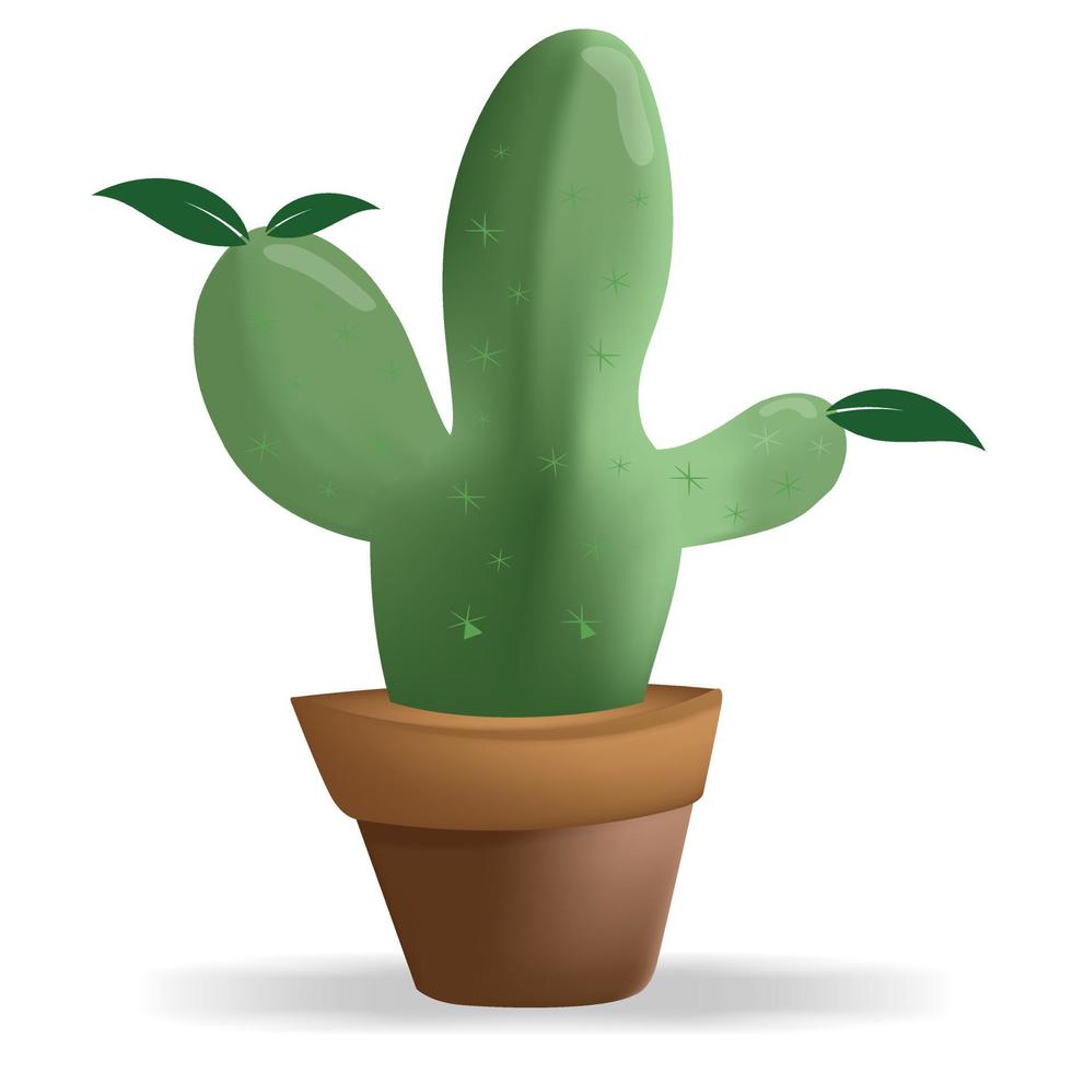 Kaktus Typ3 auf dem Blumentopf auf weißem Hintergrund vektor
