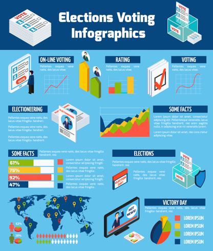 Wahlen und Abstimmungen isometrische Infografiken vektor