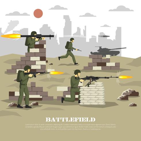 Schlachtfeld-militärisches filmisches Erlebnis-flaches Plakat vektor