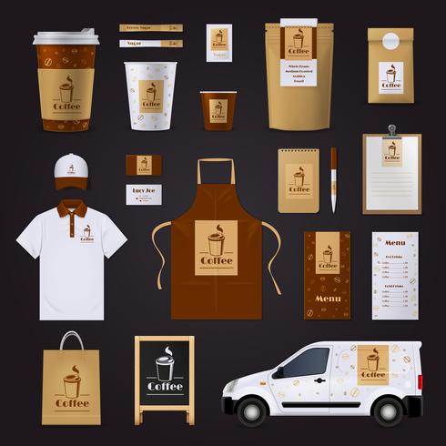 Kaffe Corporate Identity Design Set vektor