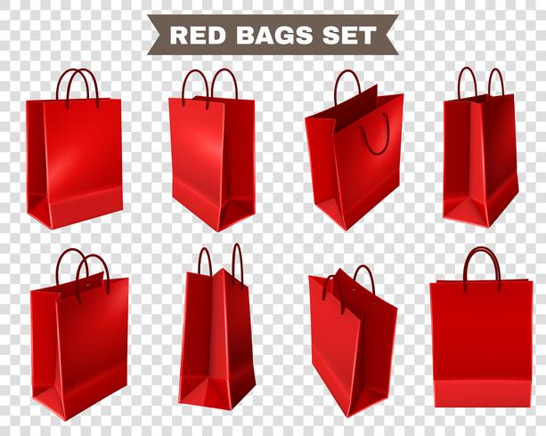 röda shoppingväskor uppsättning vektor