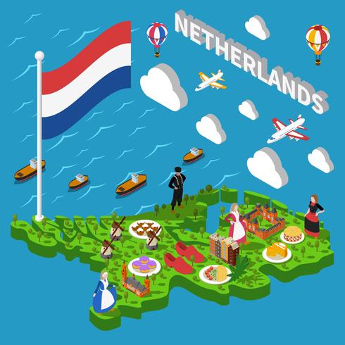 Nederländska turistkarta vektor