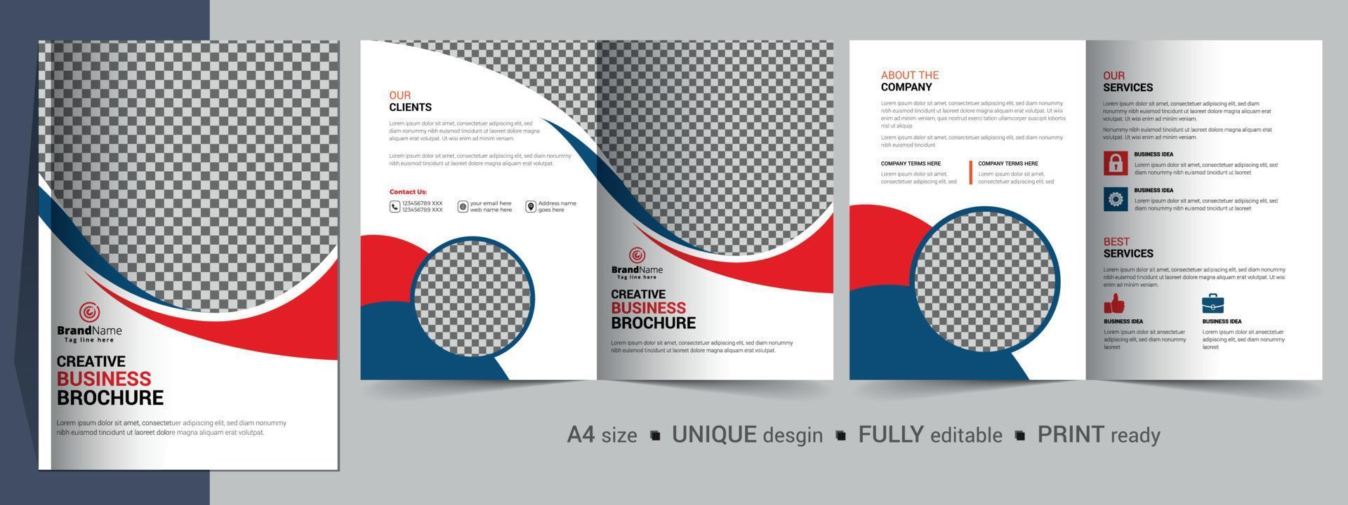 Corporate Business Bifold Broschüre Vorlagendesign. vektor