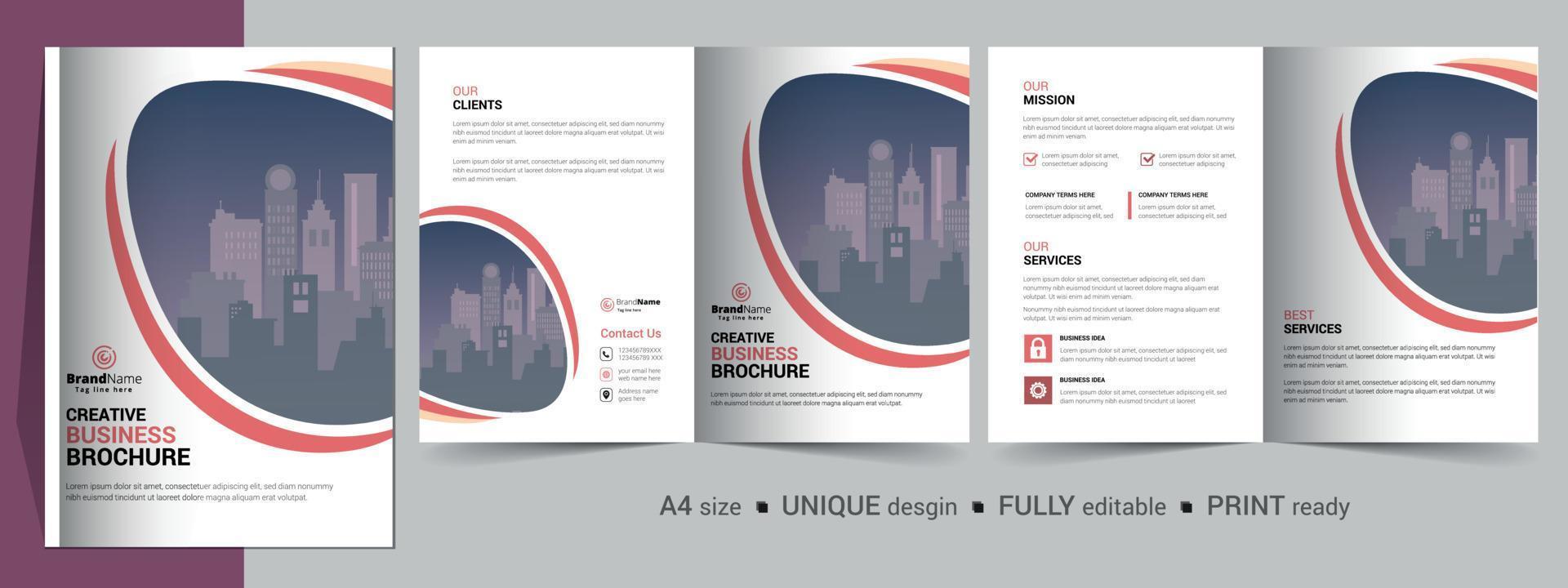 Corporate Business Bifold Broschüre Vorlagendesign. vektor