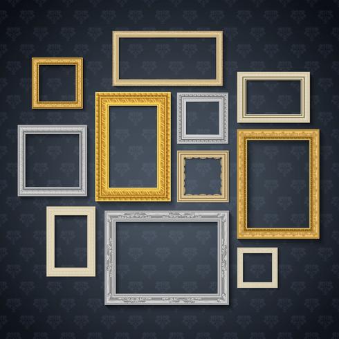 Frames On Dark Wall Set vektor