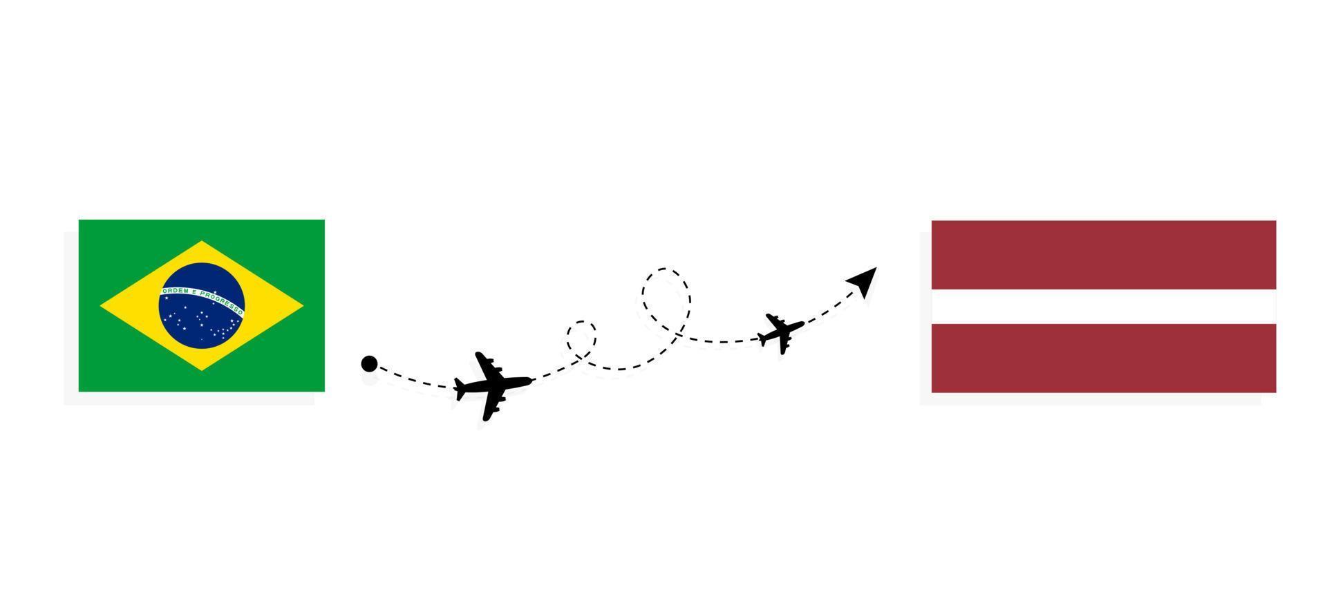 flyg och resor från Brasilien till Lettland med passagerarflygplan vektor