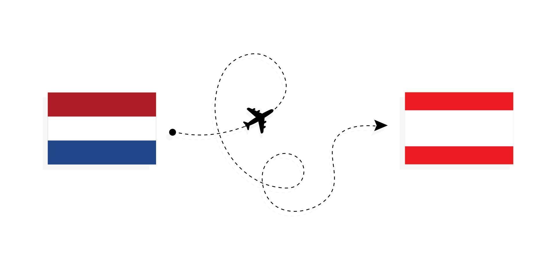 Flug und Reise von den Niederlanden in den Libanon mit dem Reisekonzept für Passagierflugzeuge vektor