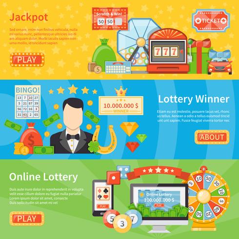 Lotterie und Jackpot horizontale Banner vektor