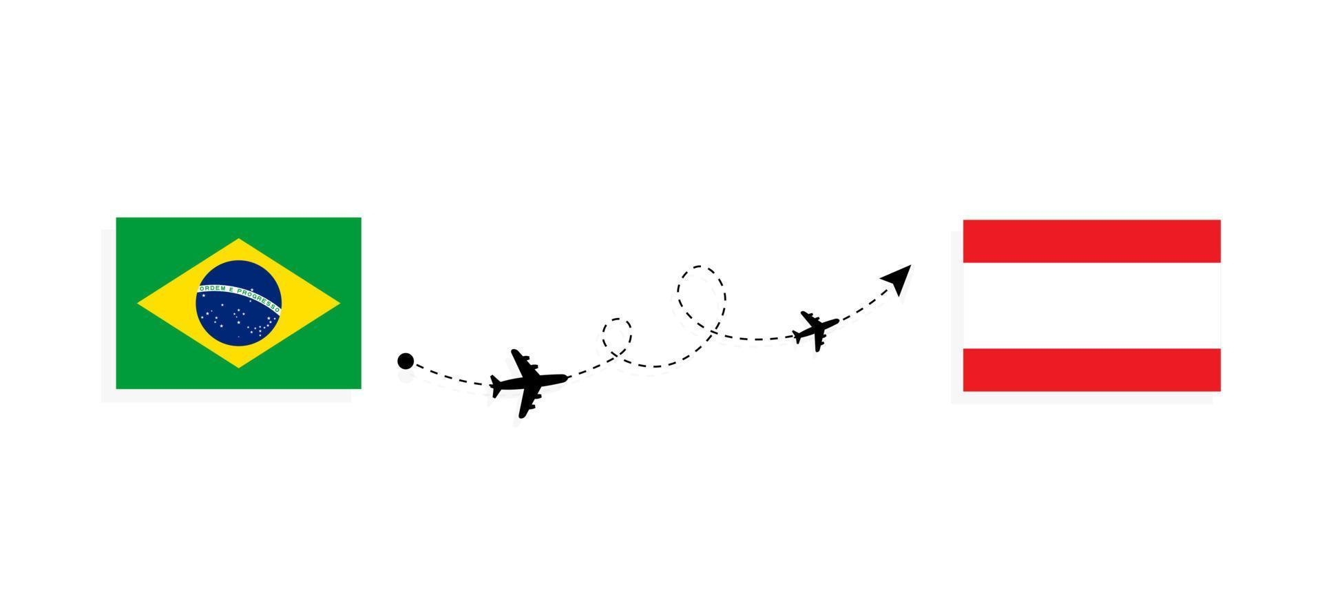 Flug und Reise von Brasilien in den Libanon mit dem Reisekonzept für Passagierflugzeuge vektor