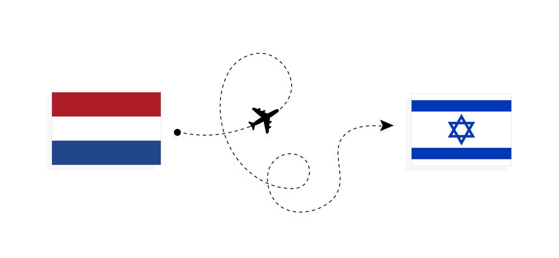 Flug und Reise von den Niederlanden nach Israel mit dem Reisekonzept für Passagierflugzeuge vektor