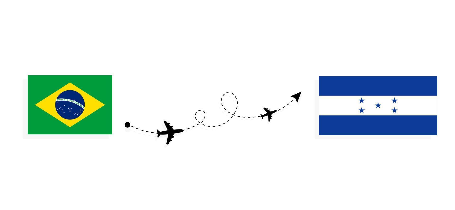 Flug und Reise von Brasilien nach Honduras mit dem Reisekonzept für Passagierflugzeuge vektor