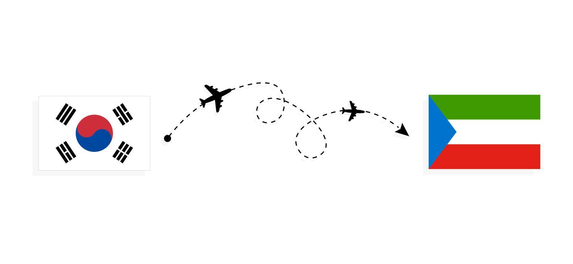 flyg och resor från Sydkorea till Ekvatorialguinea med passagerarflygplan vektor