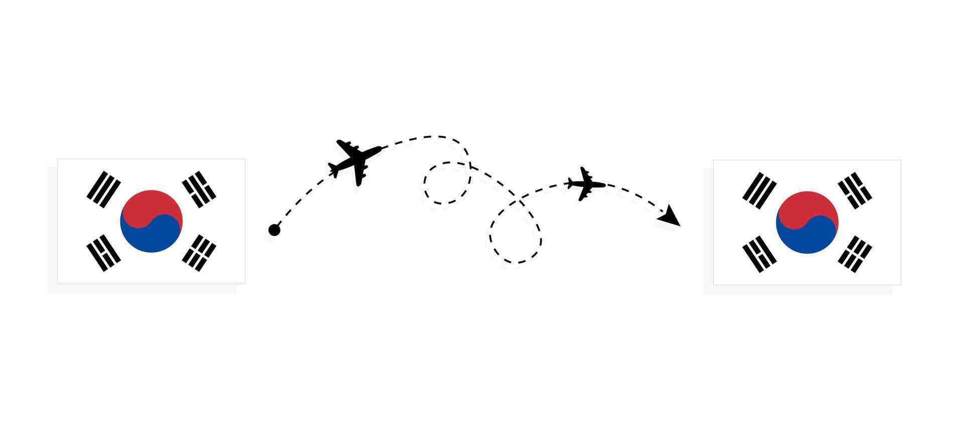 flyg och resor från Sydkorea till Sydkorea med resekoncept med passagerarflygplan vektor