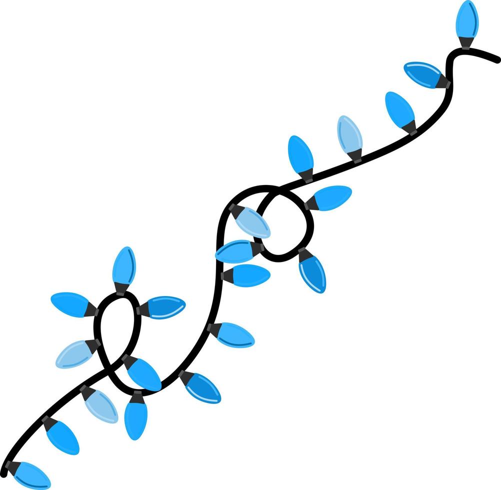 semester blå lysande krans dekoration vektorillustration. traditionella julbelysning för husdekorationer. vektor