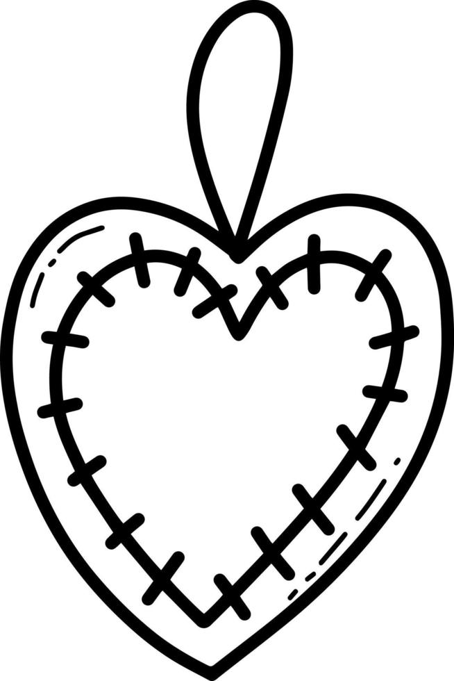 doodle linje hjärta form stickad leksak vektor illustration. romantisk söt presentleksak. kärleksform.
