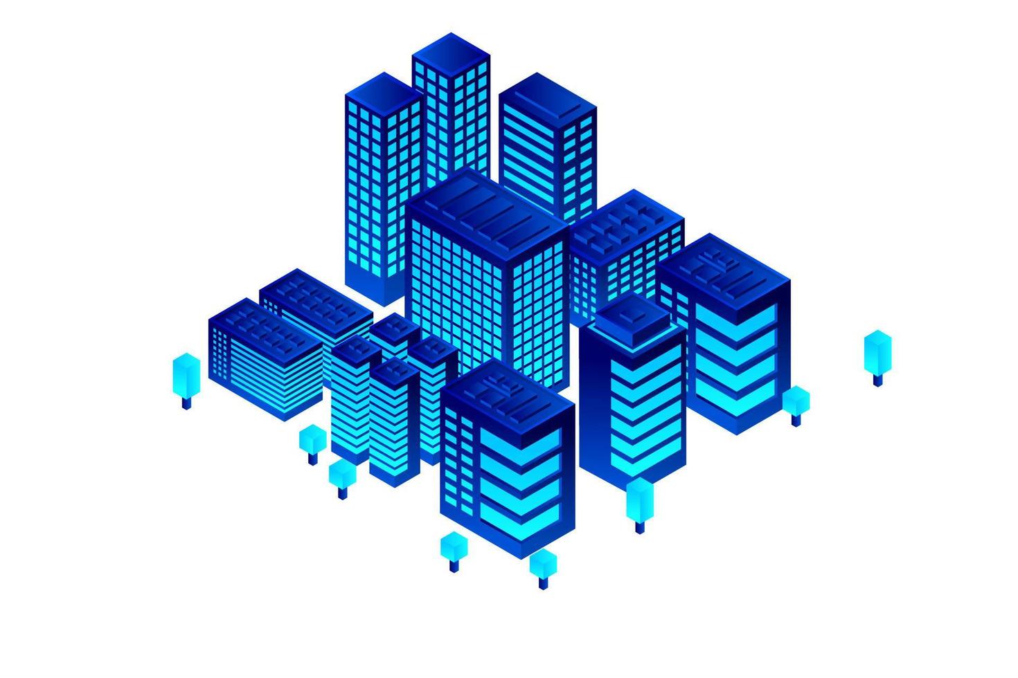 isometrische zukünftige Stadt. Immobilien- und Bauwirtschaftskonzept vektor
