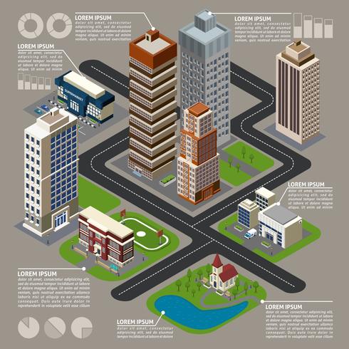 Isometrische Stadt Infografiken vektor