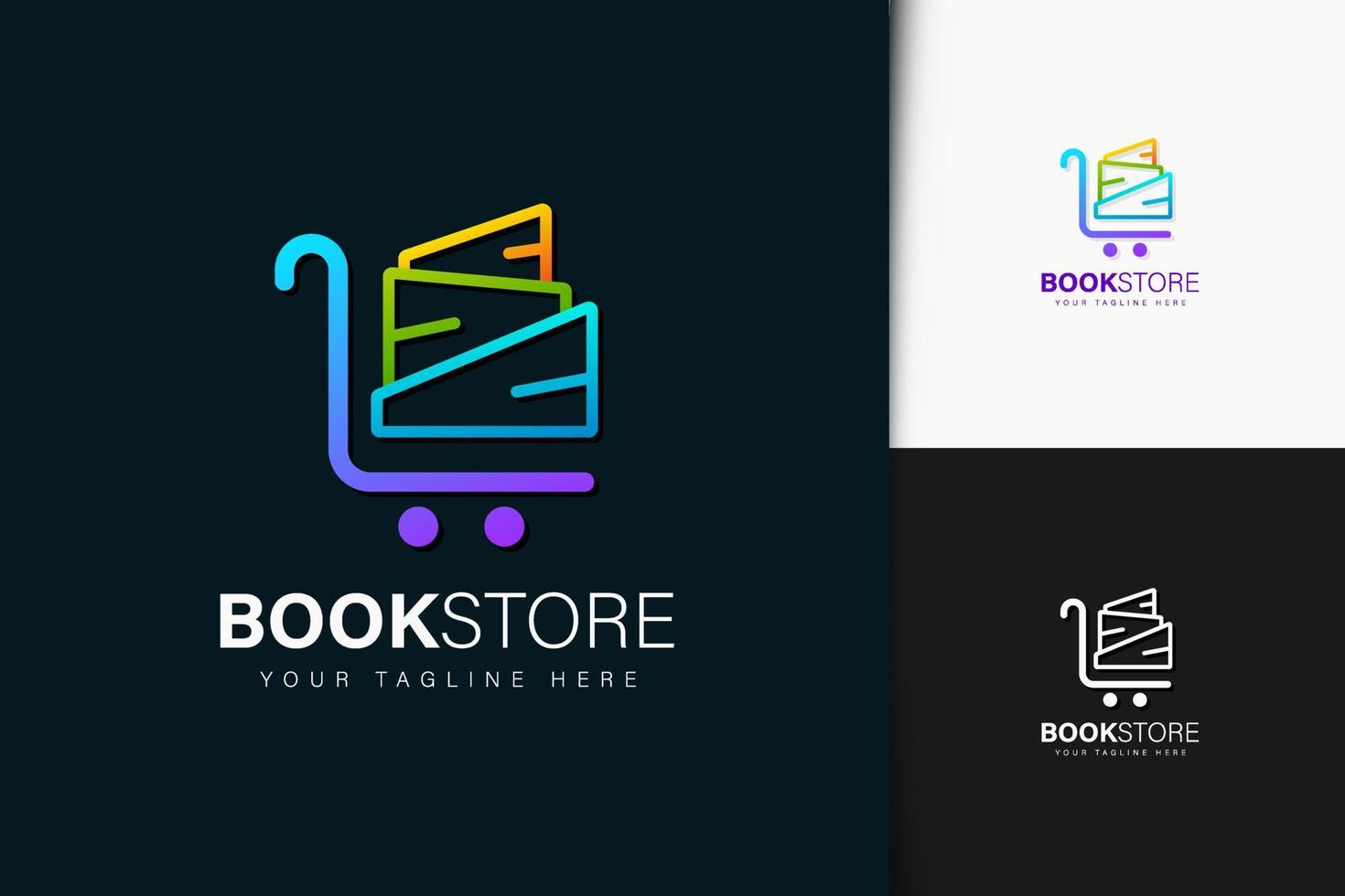 bokhandel logotyp design med gradient vektor