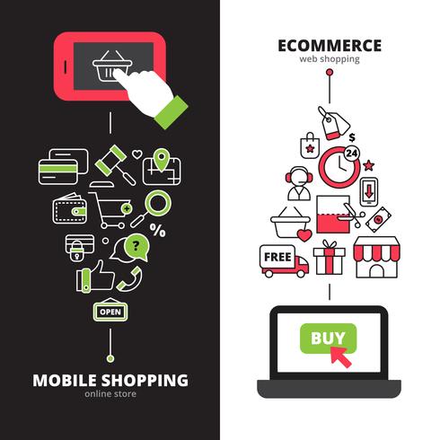 Mobile Online-Shopping 2 vertikale Banner gesetzt vektor