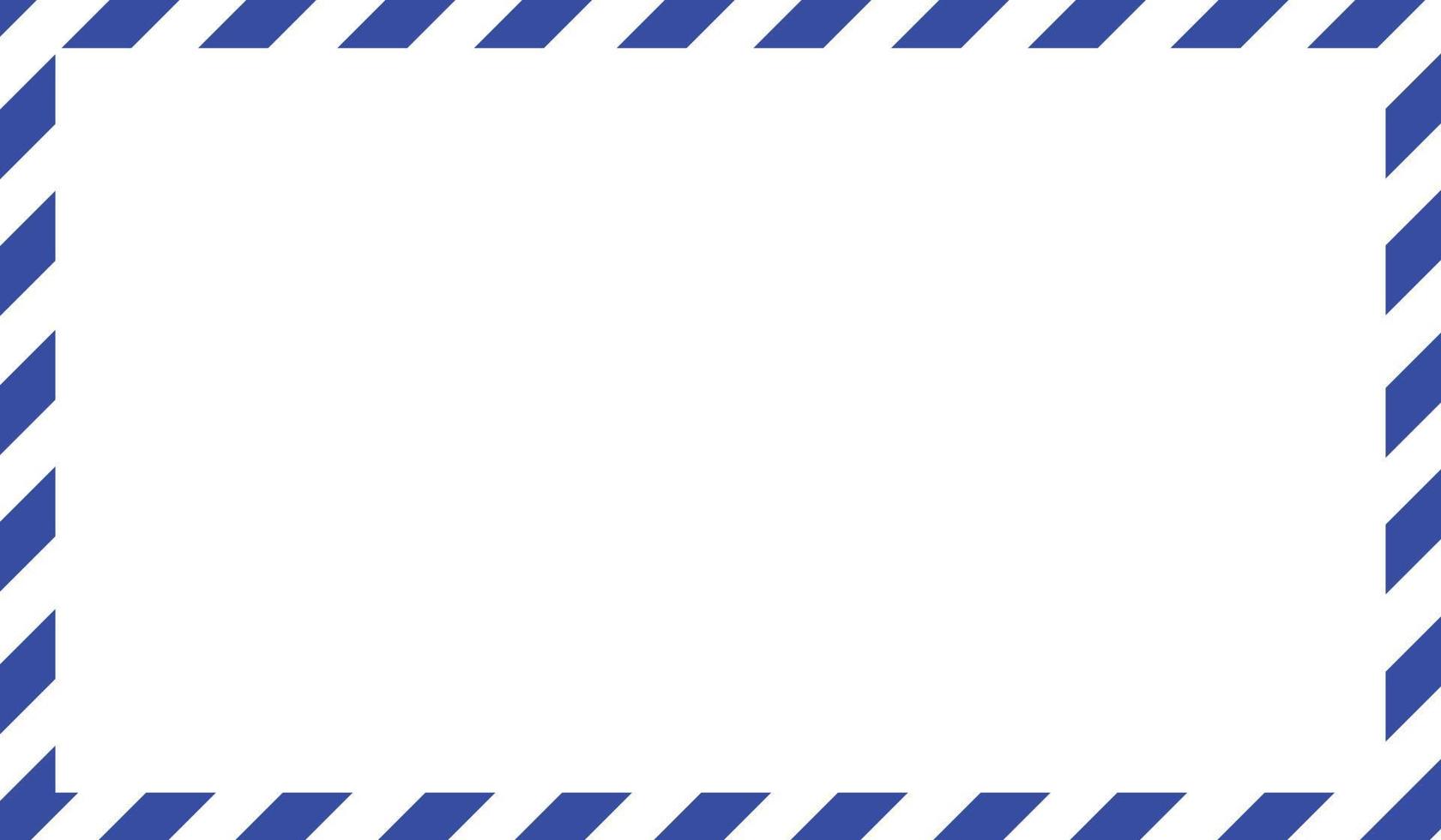 Luftpostumschlag Rahmen. internationale Vintage Briefgrenze. Retro-Luftpostpostkarte mit blauen Streifen. leere Korrespondenzpapiervorlage. leere klassische postnachrichtenillustration. vektor