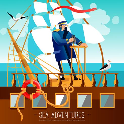 Sea Adventure Cartoon Illustration vektor