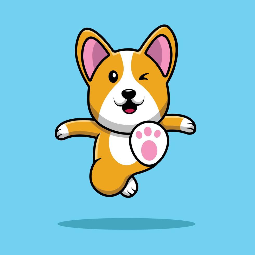 süßer Corgi-Hund, der Cartoon-Vektor-Symbolillustration tritt. vektor