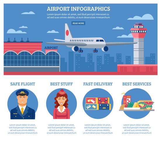 Flygplats Infographics Design Mall vektor