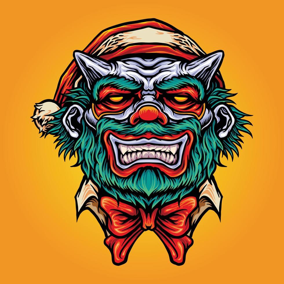 skrämmande clown jul hatt maskot halloween illustrationer vektor