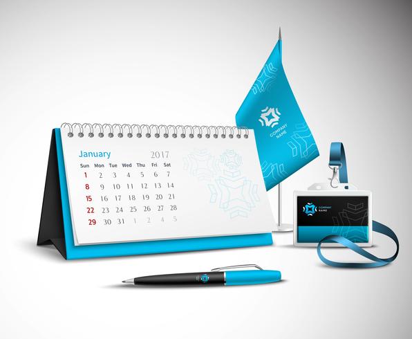 Kalender Corporate Identity Mockup Set vektor