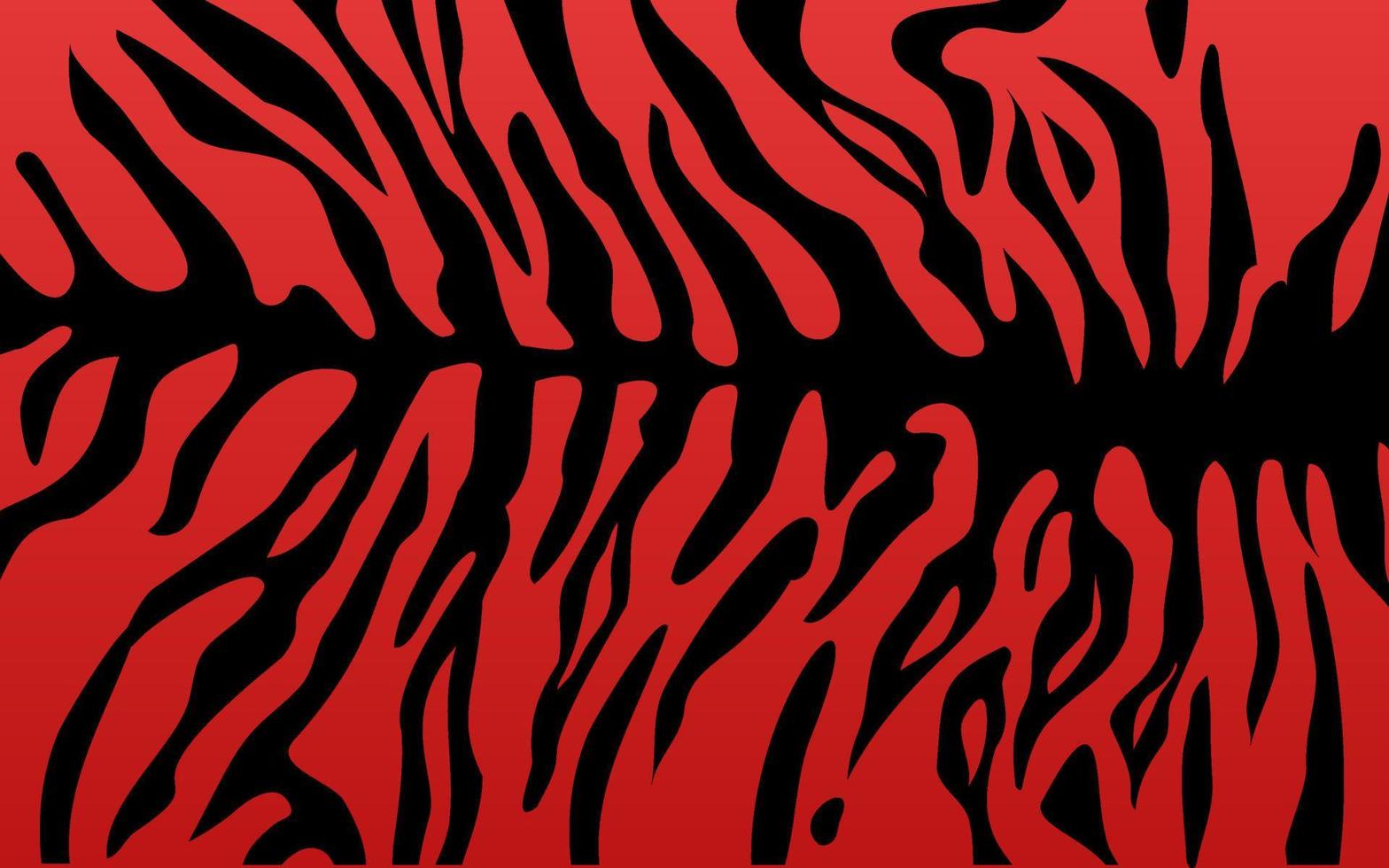 schwarze Streifen auf der Haut eines Tigers, Tigerhintergrund. das Streifenmuster wird vom roten Hintergrund getrennt. vektor